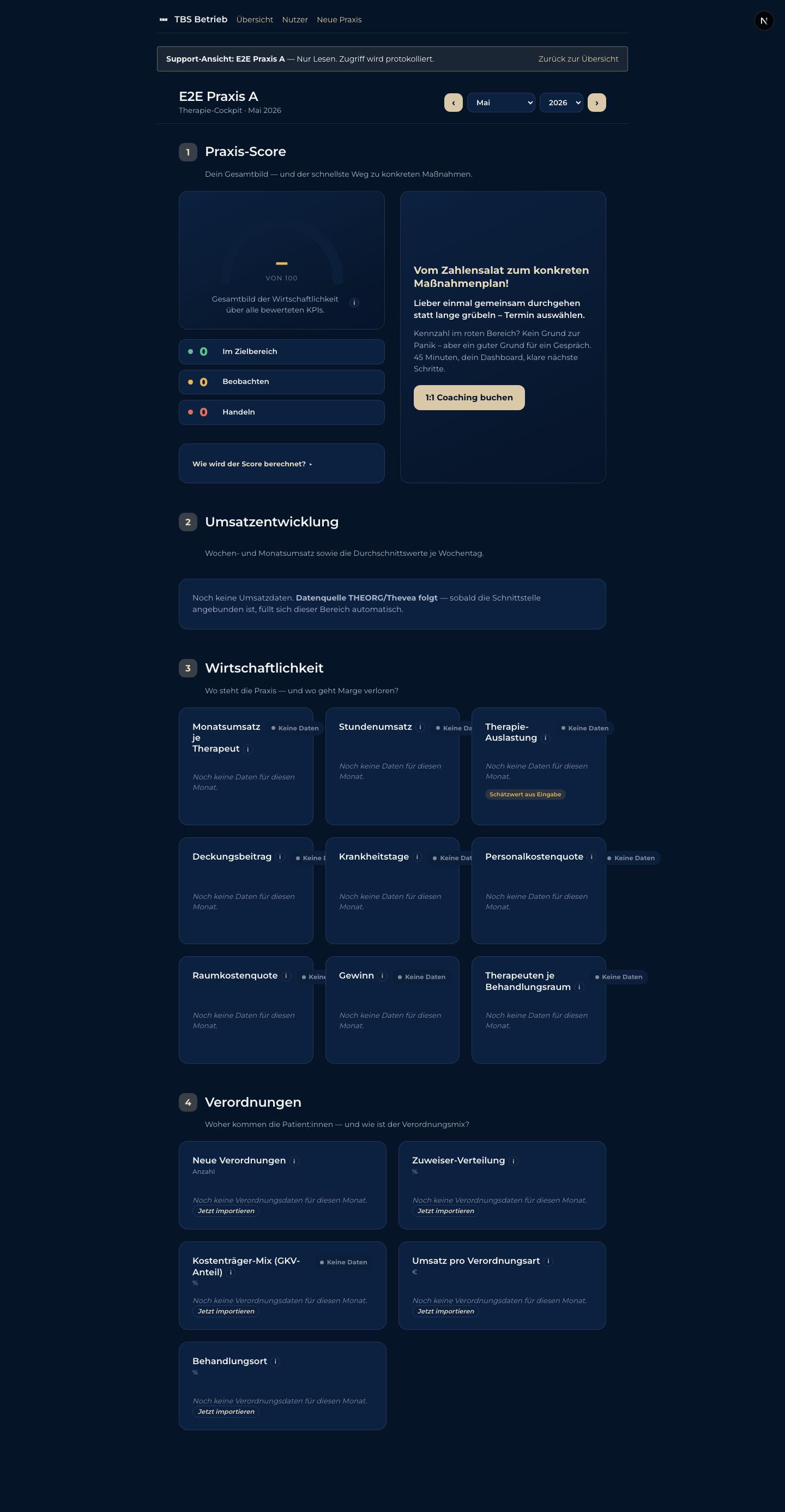 Read-only Support-Ansicht mit Banner